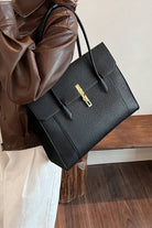 Black Grain Texture Briefcase with Large Capacity