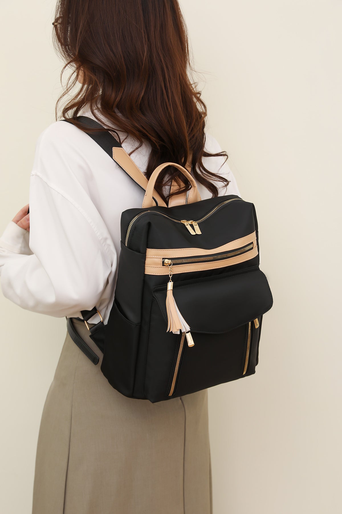 Black Nylon Laptop Backpack for Women