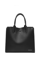 Black PU Briefcase Fashionable Spacious Lychee Pattern Front View