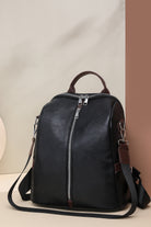 Black PU Work Backpack for Women