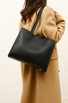 Black Solid PU Briefcase with Letter Print Scarf