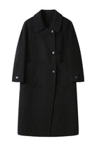 Black Wool Blend Coat Single Breasted Minimalist Womens Winter Fashion