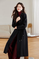 Black Wool Coat Mid Length Womens Minimalist Winter Outerwear