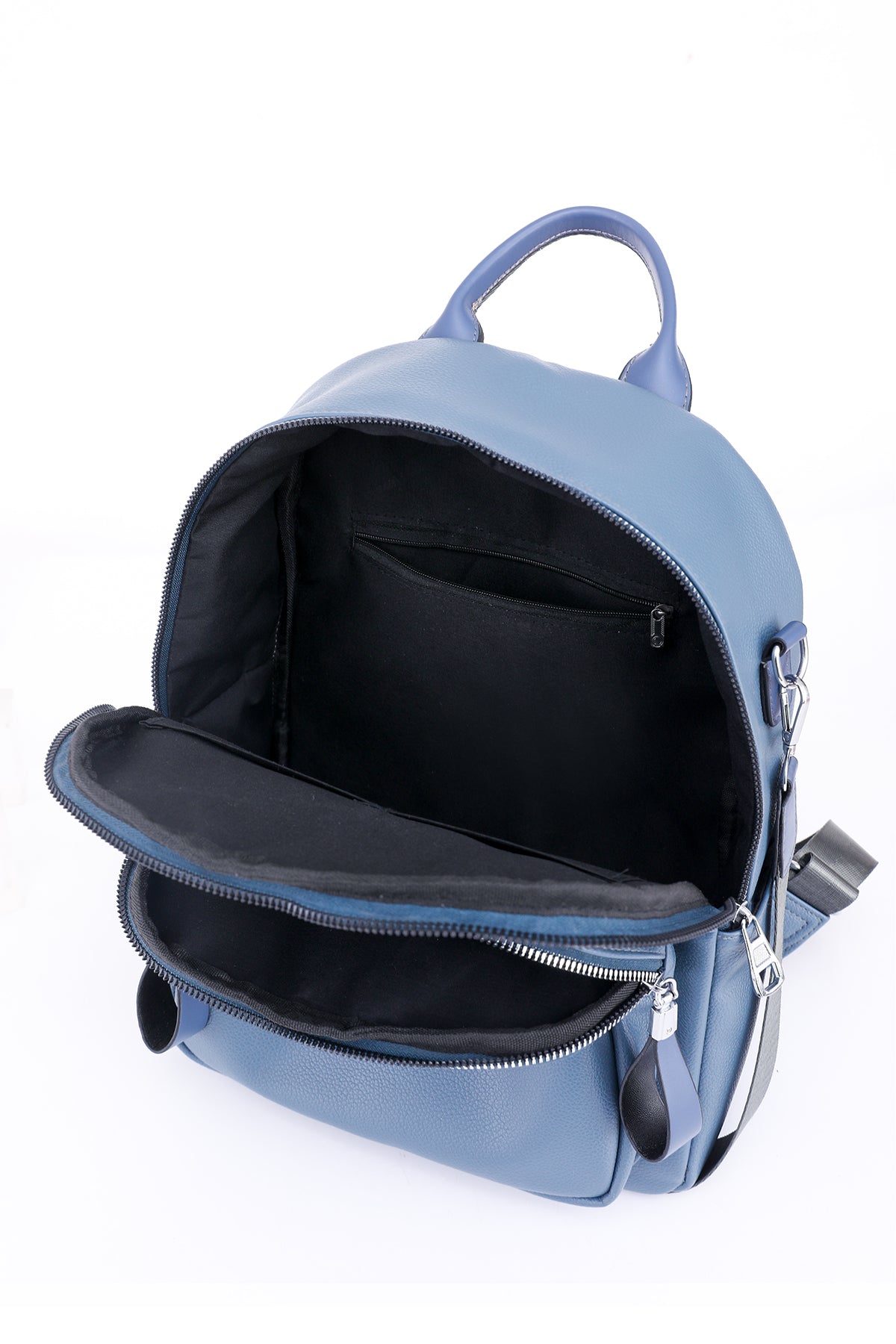 Blue Zippered Backpack lining shown