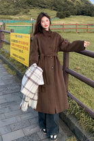 Brown Handmade Long Wool Coat Classic Womens Wool Overcoat