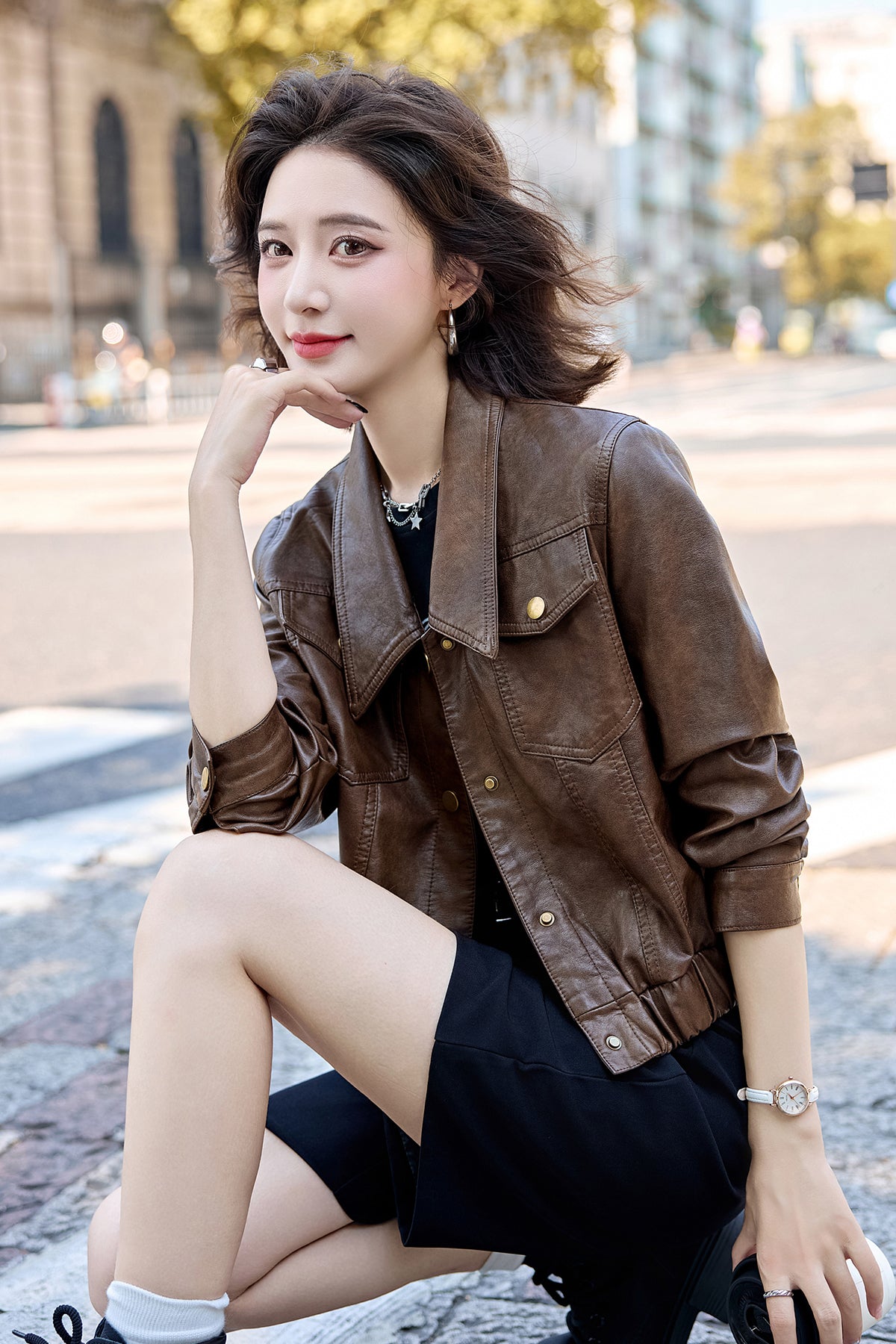 PU Leather Retro Short Jacke MX1102 – Macghee