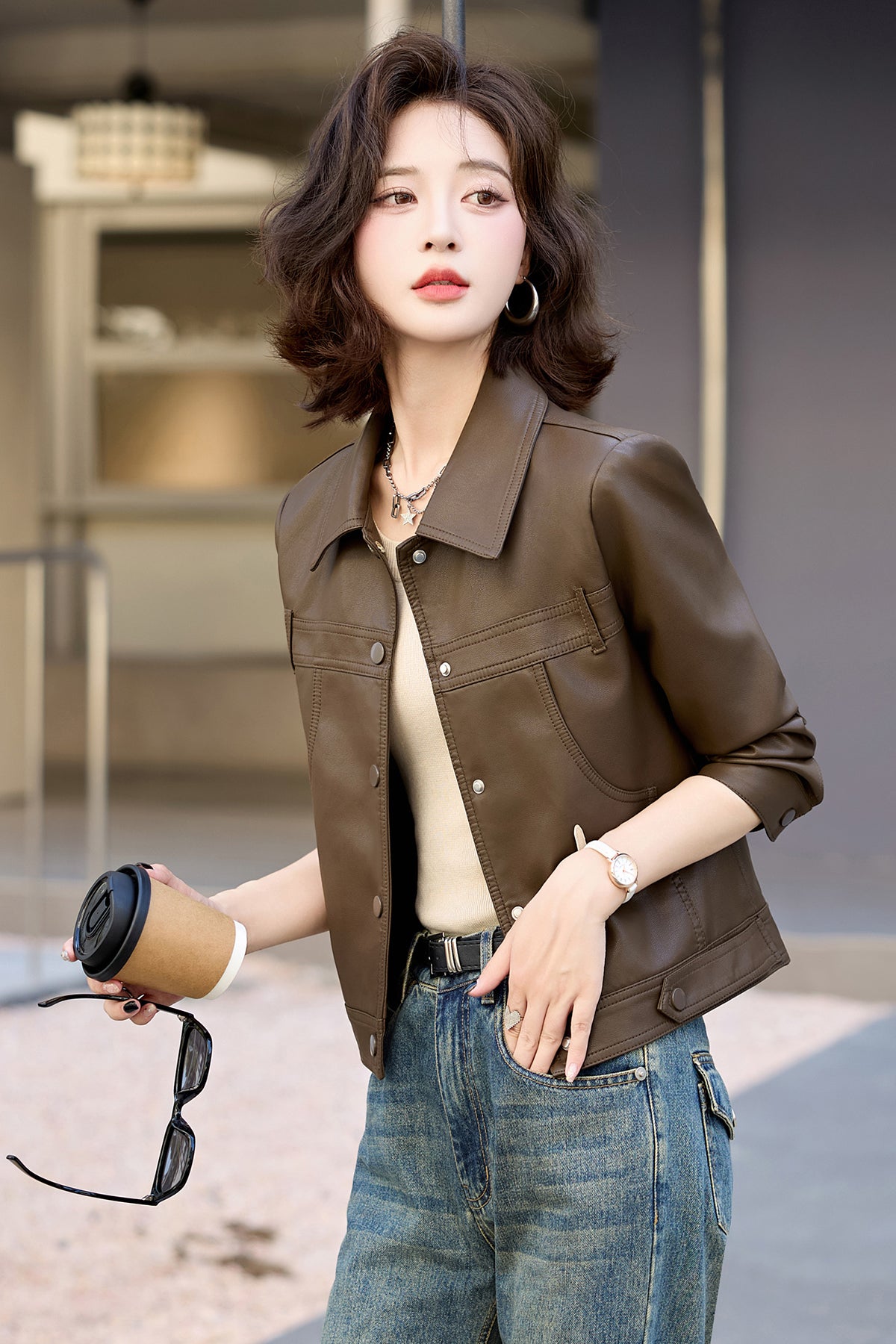 Stylish Women s PU Leather Jackets MACGHEE