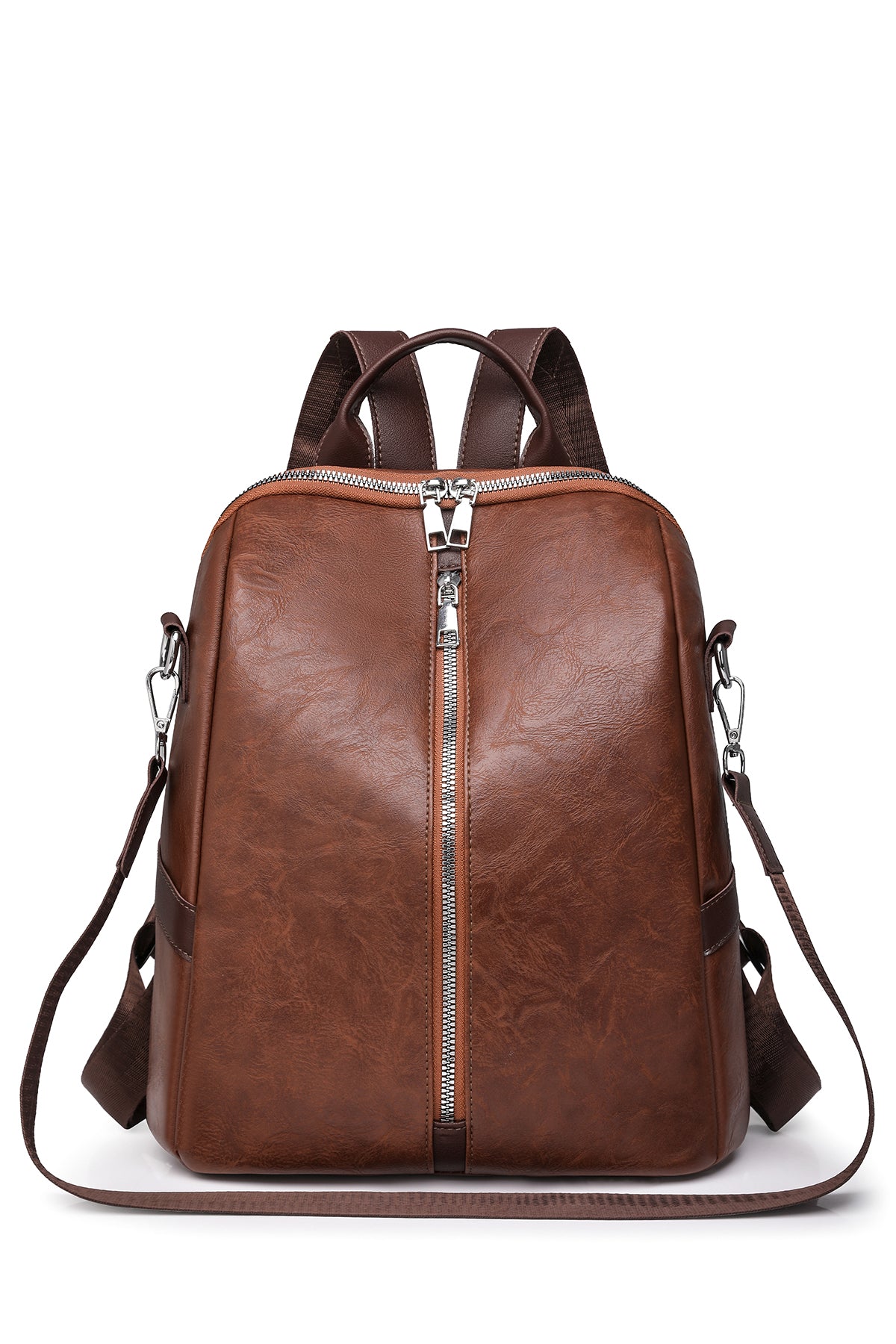 Brown Women's PU Backpack for Office