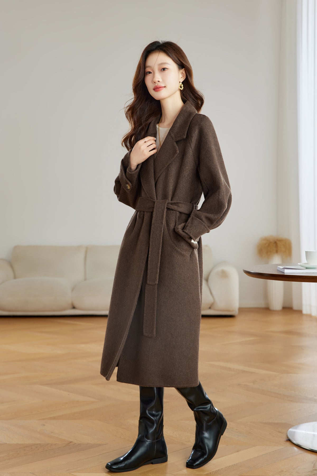 Brown women's wool coat