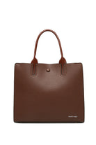 Caramel PU Briefcase Large Capacity Lychee Texture Design Front View