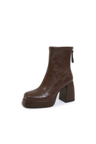 Chic Brown Platform Ankle Boots in Shiny Leather for Daily Wear