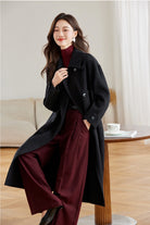 Classic Black Wool Blend Coat Single Breasted Stylish Womens Winter Coat 