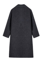 Classic Navy Loose Twill Wool Coat Womens Double Faced Winter Overcoat