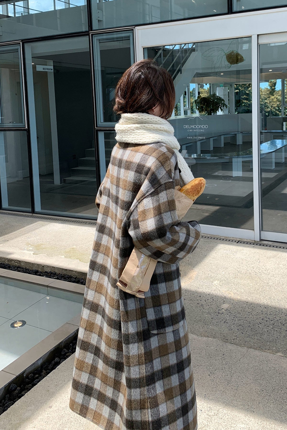 Classic Wool Plaid Coat for Women Warm Double Faced Wool Jacket  