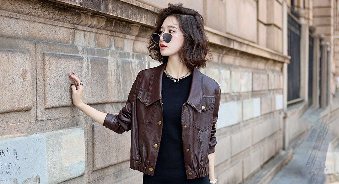 Classic aviator PU leather jackets