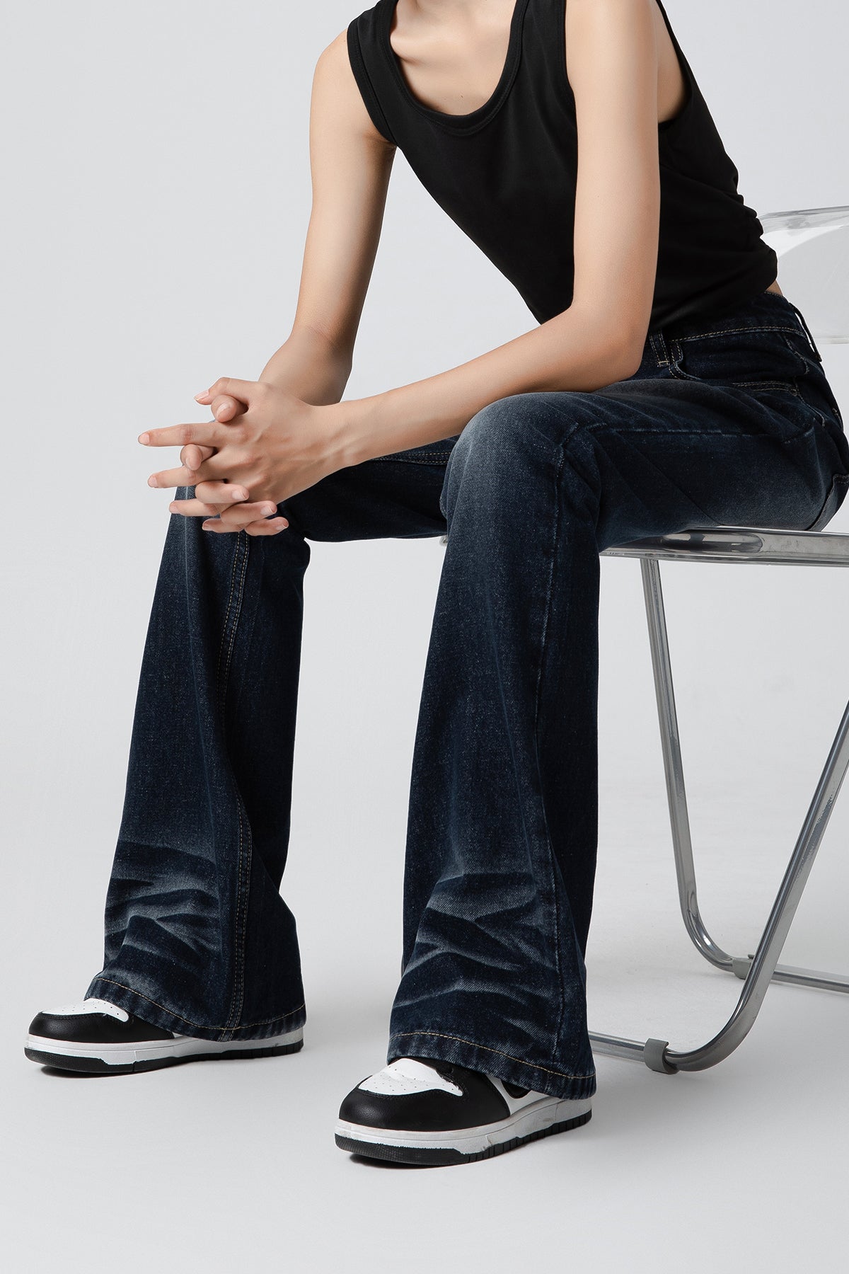 Cool Women’s Pleated Loose Bootcut Jeans - Straight-Leg Fit - Trendy Denim - S-XL - Macghee