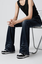 Cool Women’s Pleated Loose Bootcut Jeans - Straight-Leg Fit - Trendy Denim - S-XL - Macghee