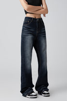 Cool Women’s Pleated Straight-Leg Bootcut Jeans - Loose Fit Denim - S-XL - Macghee