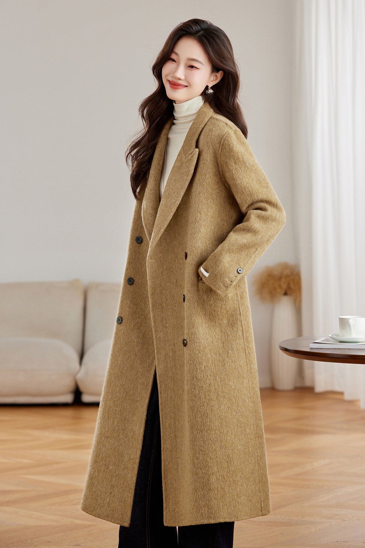 Stylish Yellow Long Wool Coat Women's Uptown Chic Winter Fashion