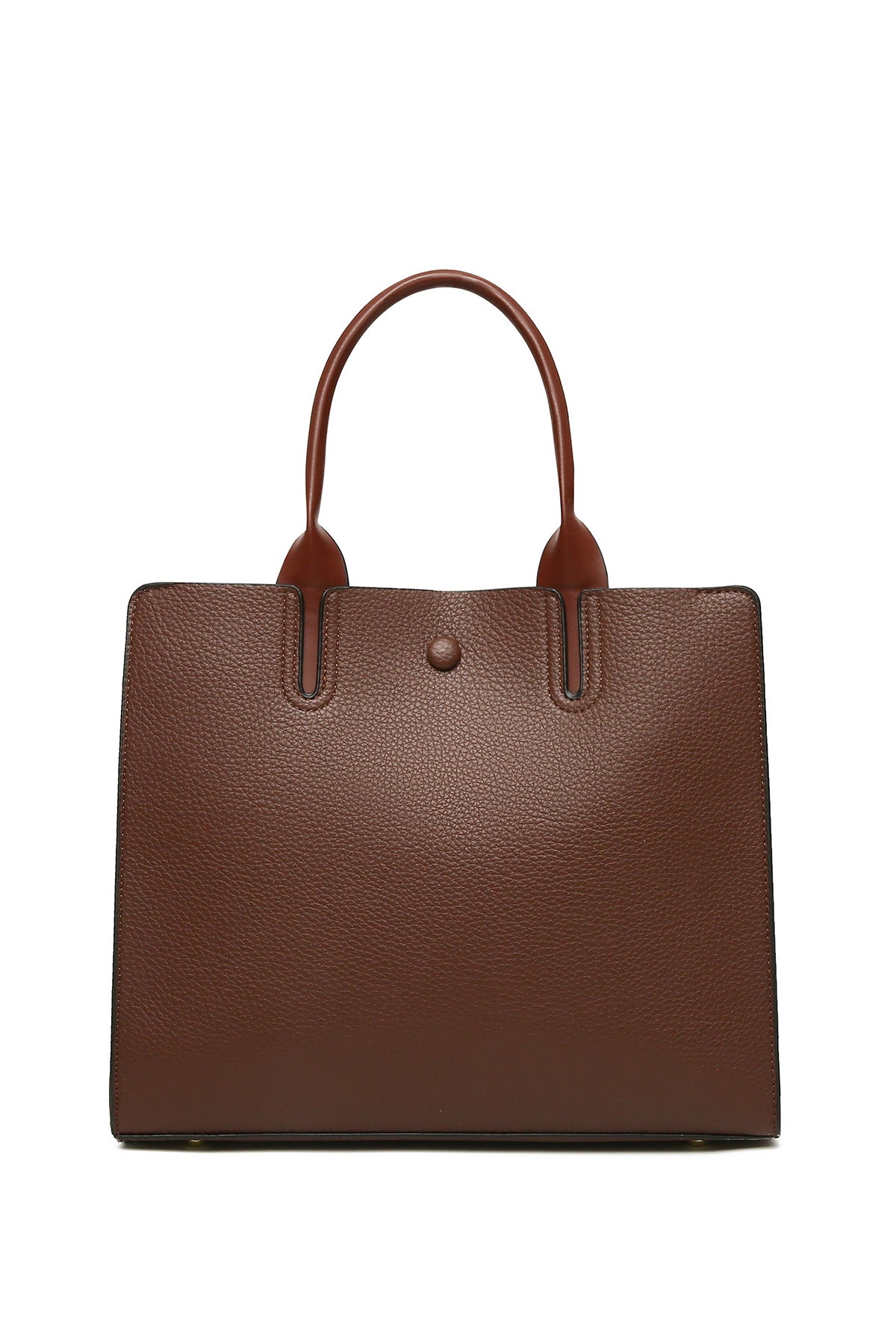 Dark Brown PU Briefcase Solid Color Lychee Pattern Perfect for Work Back View