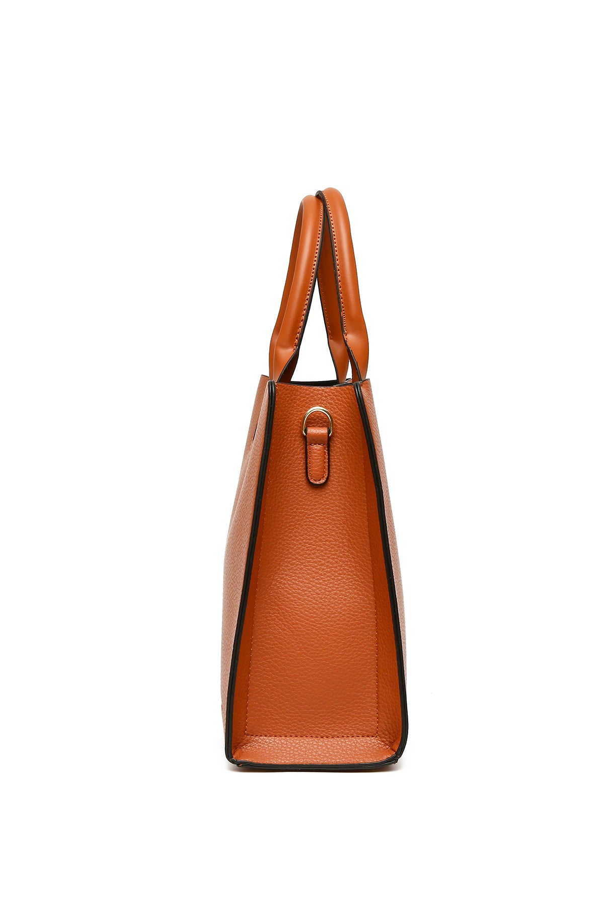 Dark Brown PU Briefcase Solid Color Lychee Pattern Perfect for Work Side Display
