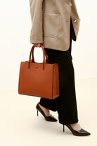 Deep Brown PU Briefcase Solid Color Lychee Pattern Large Capacity