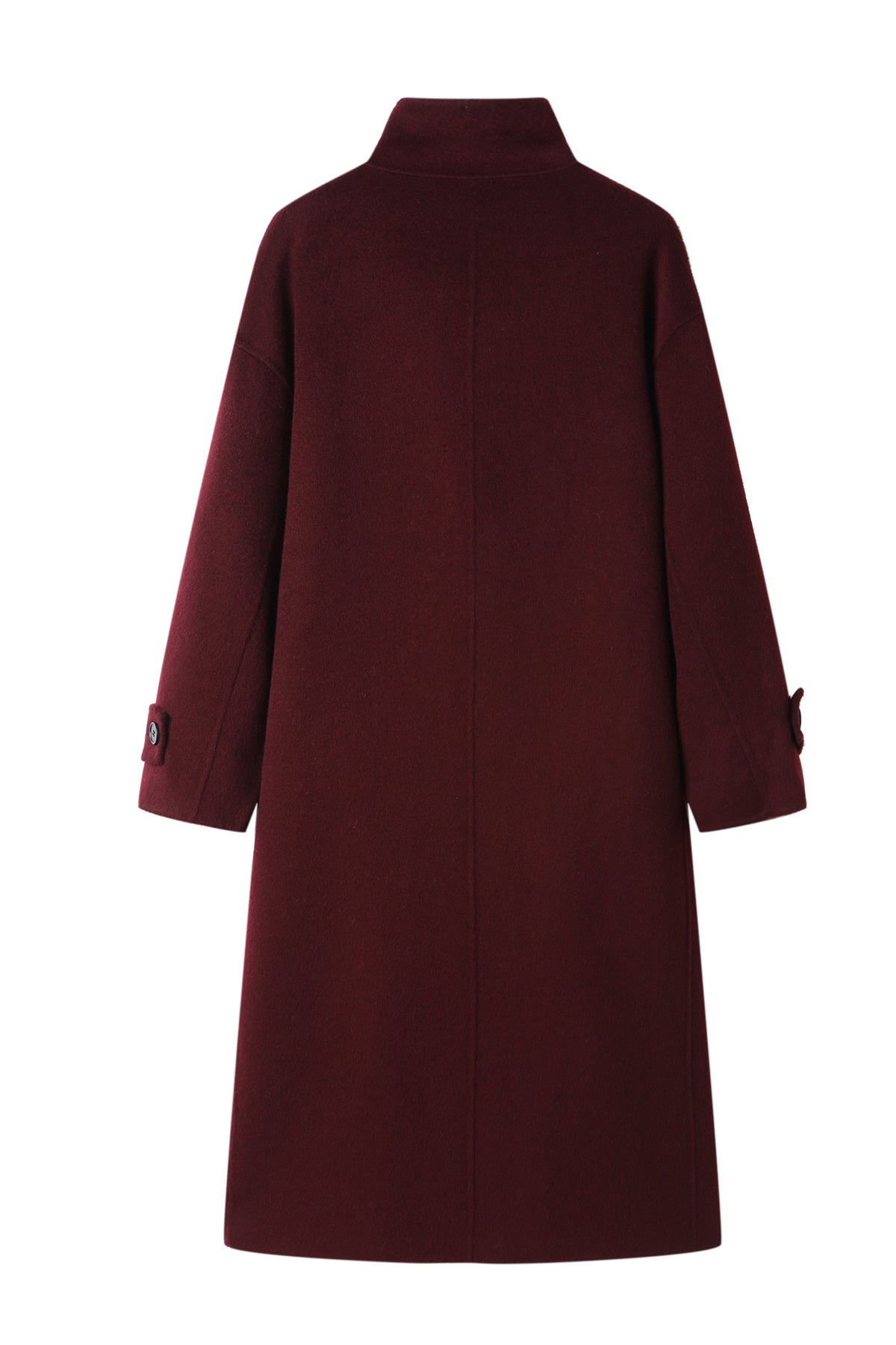 Elegant Red Women's Statement Button Wool Coat Minimalist and Cozy Winter Outerwear
