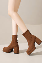 Elegant brown ultra-fine suede low-heeled ankle boots