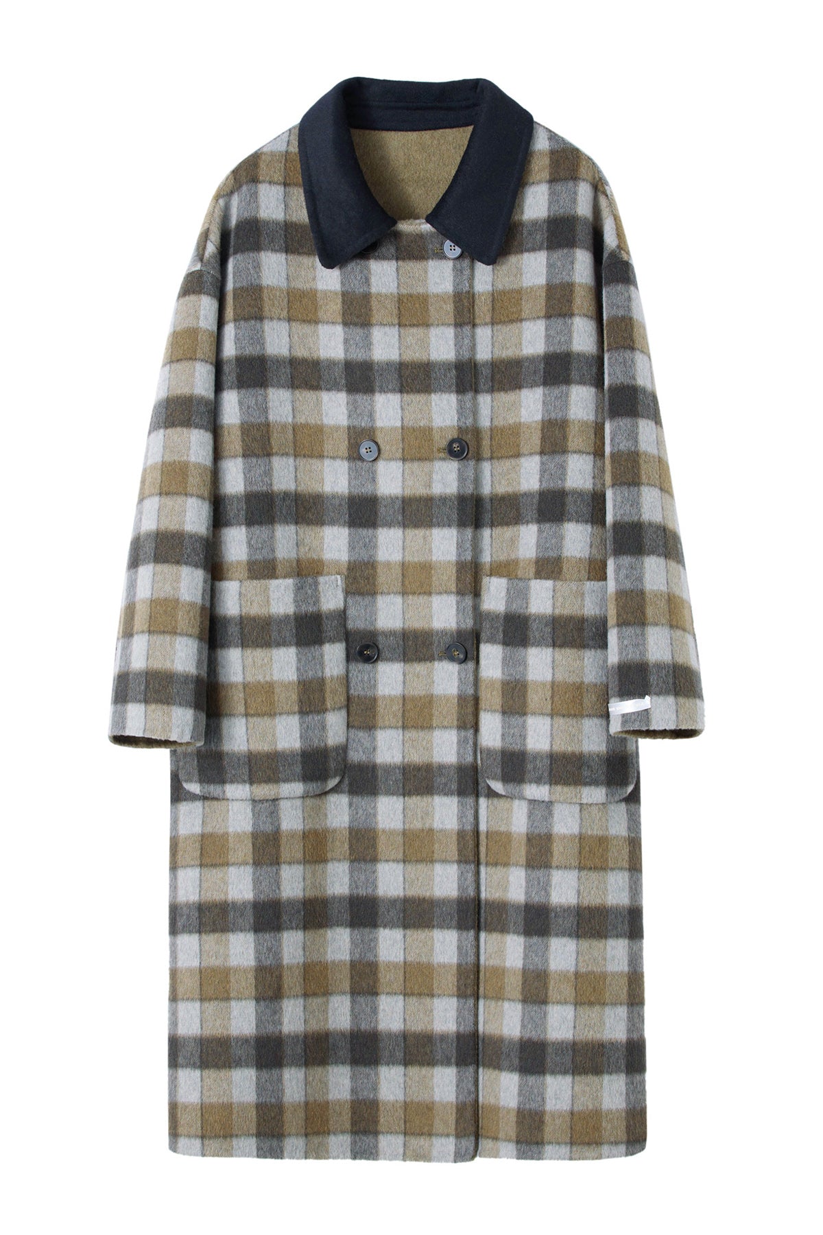 Fashionable plaid double-faced coat