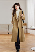 Feel Cozy in Yellow Women's Uptown Long Wool Coat Warm and Stylish Winter Wear