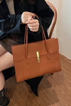 Gold Brown Large Capacity Grain Texture Briefcase