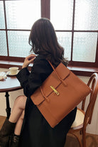 Gold Brown Solid Color Grain Texture Briefcase