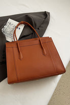 Gold Brown Solid Color Large Capacity Briefcase Back View