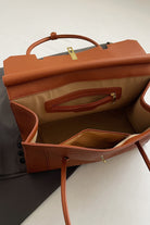 Gold Brown Solid Color Large Capacity Briefcase lining display