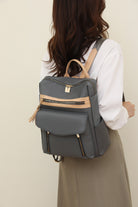 Gray Nylon Laptop Backpack for Women