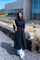 Handmade Long Wool Coat in Blue Navy Timeless Winter Fashion for Women