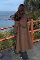 Handmade Long Wool Coat in Brown Chic Wool Overcoat for Women