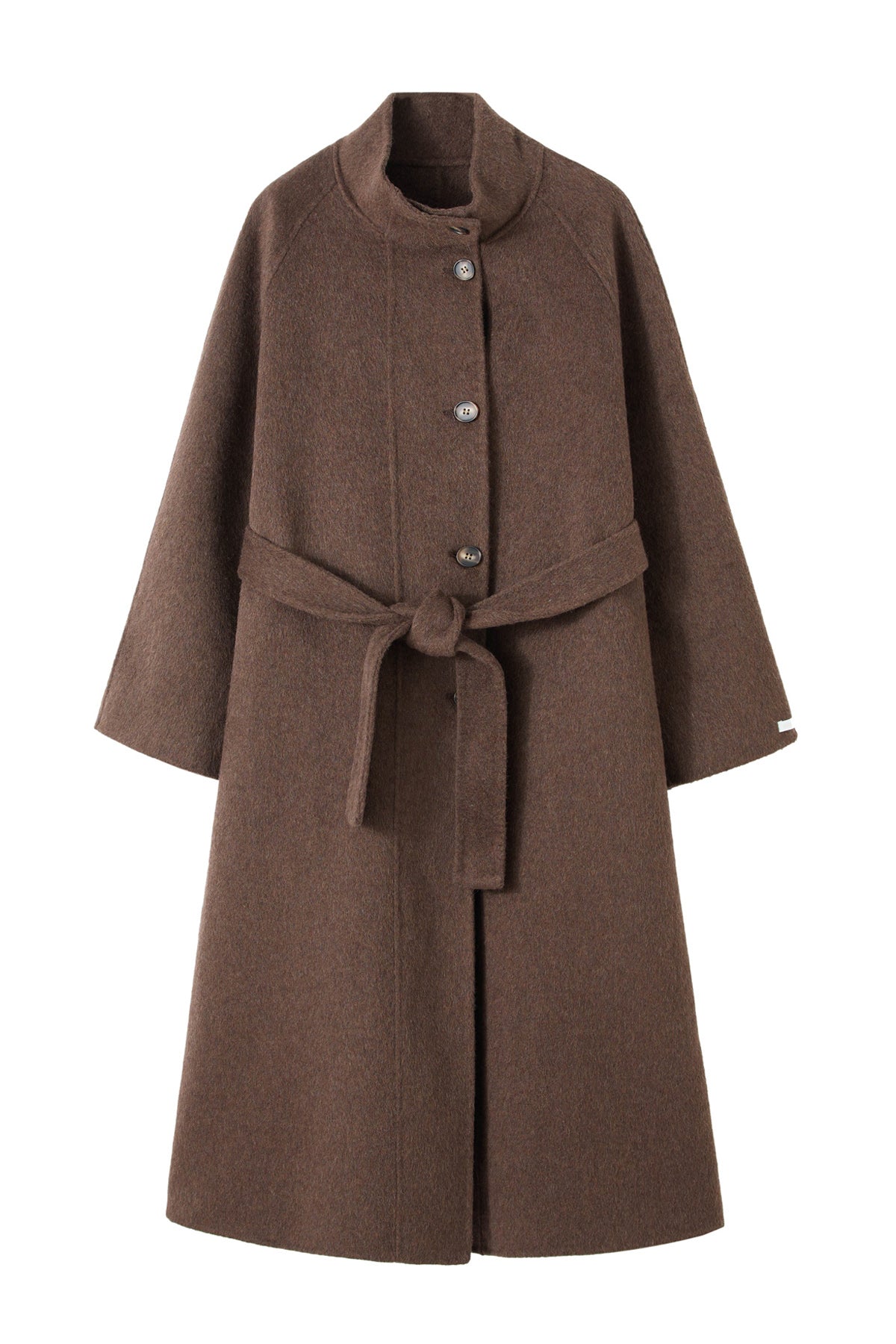 Brown Handmade Long Wool Coat Cozy and Elegant Woolen Outerwear