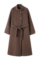 Brown Handmade Long Wool Coat Cozy and Elegant Woolen Outerwear