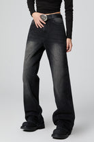 High Waist Black Flare Jeans for Women - Nostalgic Washed Denim - S-XL - Macghee