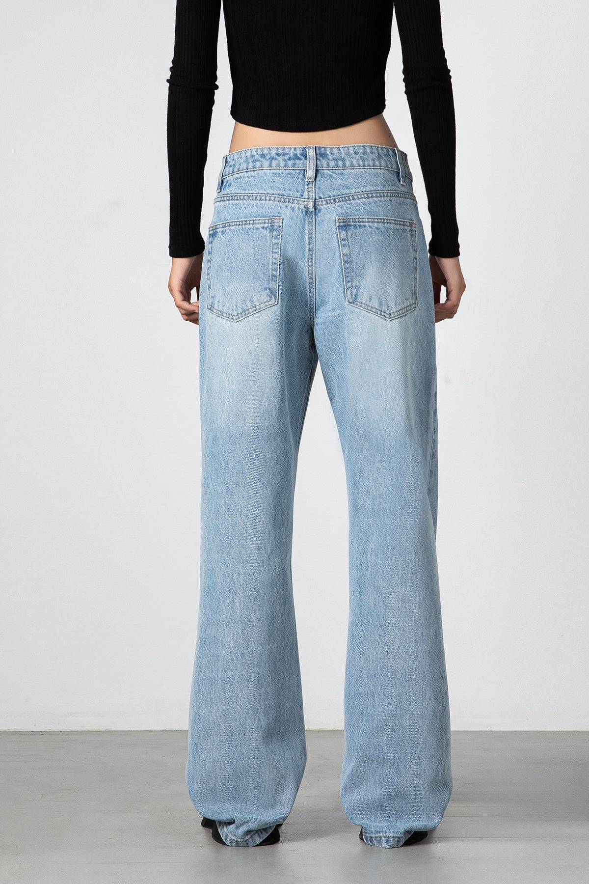 High Waist Light Blue Wide Leg Jeans - Women’s Vintage-Inspired Light Blue Jeans - S-XL - Macghee