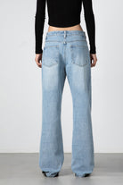 High Waist Light Blue Wide Leg Jeans - Women’s Vintage-Inspired Light Blue Jeans - S-XL - Macghee