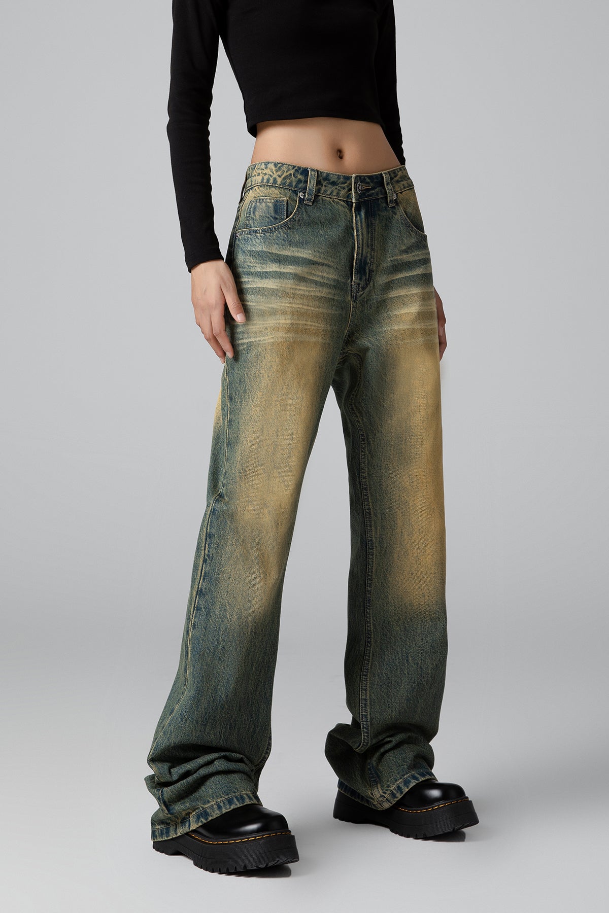 High Rise Wide Leg Jeans for Women - Vintage Washed, Straight Leg Design - S-XL - Macghee