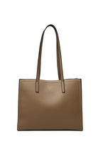 Khaki Solid PU Briefcase with Letter Print Scarf Back View