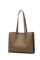 Khaki Solid PU Briefcase with Letter Print Scarf Slope Display