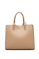 Light Brown PU Briefcase Stylish and Large Capacity with Lychee Texture Back View