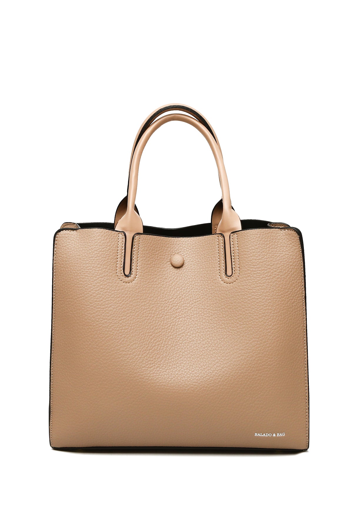 Light Brown PU Briefcase Stylish and Large Capacity with Lychee Texture Front View