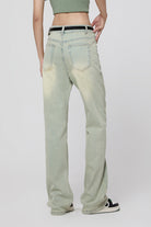 Loose Straight-Leg Flared Yellow Mud Stretch Jeans - Barrel Jeans for a Relaxed Fit - S-XL - Macghee