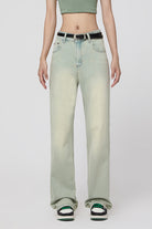 Loose Straight-Leg Flared Yellow Mud Stretch Jeans - Trendy Barrel Jeans - S-XL - Macghee