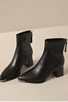 Macghee leather black low heel ankle boots